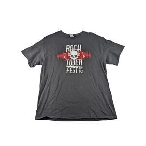 RockTober Fest 2017 Concert T Shirt Size XL Black Skull & Roses Graphic